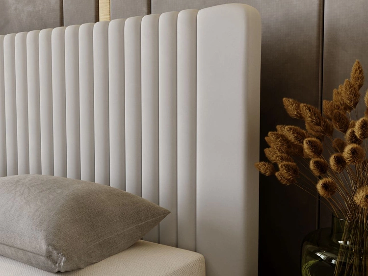 Łóżko tapicerowane z pojemnikiem i stelażem 180x200 Malmo Jasny szary