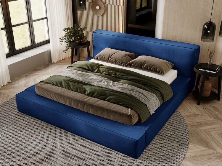 Łóżko tapicerowane z pojemnikiem i stelażem 180x200 Mali Niebieskie