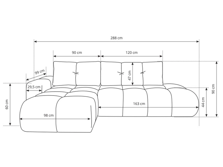 Narożnik L Lewy z funkcją spania i pojemnikiem Sile L Kremowy