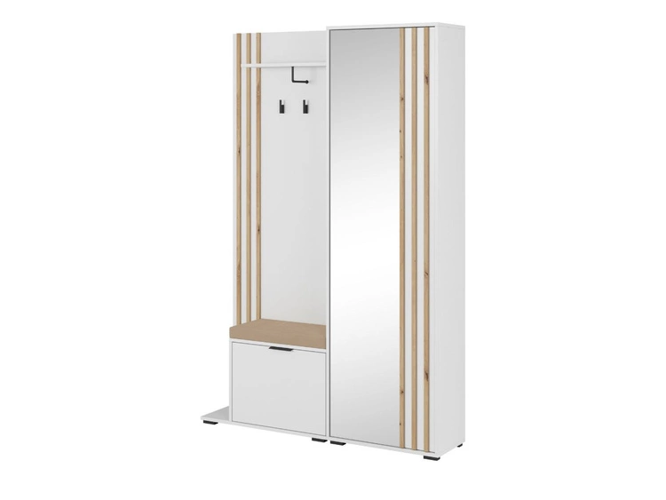 Garderoba z lustrem Macron Biała z lamelami
