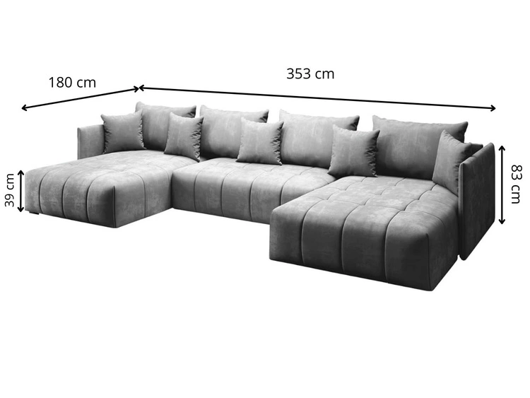 Narożnik U z funkcją spania i pojemnikiem Ardi U Ciemny niebieski