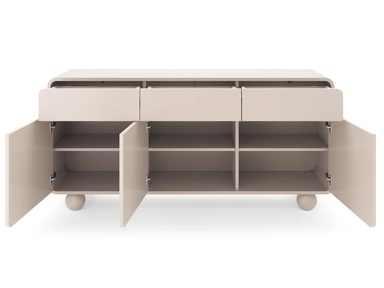 Komoda trzydrzwiowa z szufladami na kulistych nóżkach Soffio Kaszmir