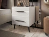 Stolik nocny z szufladami na czarnych nogach Noaé Lux Biały połysk