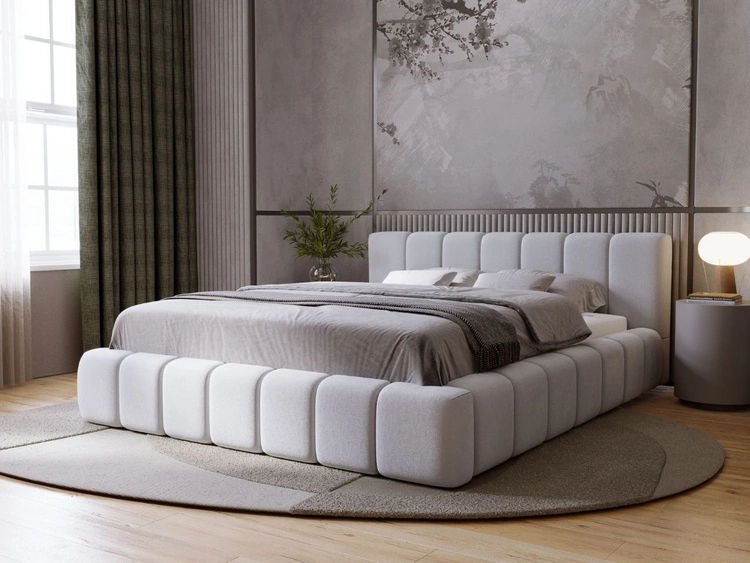 Łóżko tapicerowane z pojemnikiem i stelażem 180x200 Orio Szary