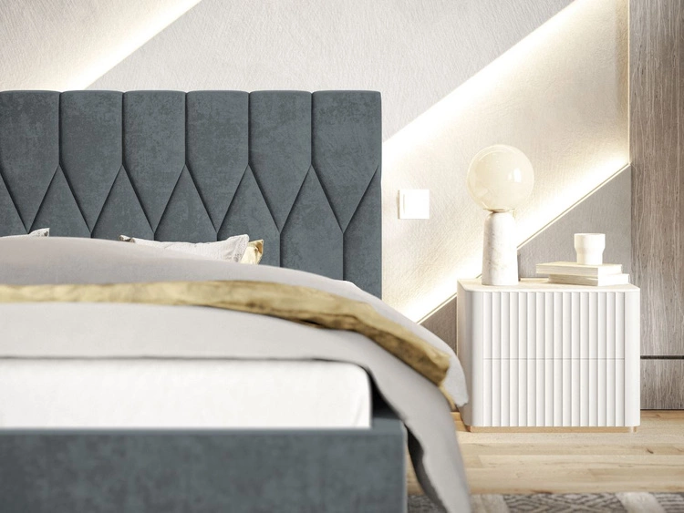 Łóżko tapicerowane z pojemnikiem i stelażem 140x200 Gaja Jasnozielone