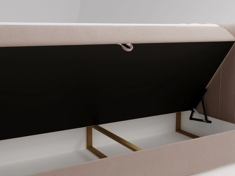 Łóżko kontynentalne z pojemnikiem na pościel 180x200 Osteno Beżowe