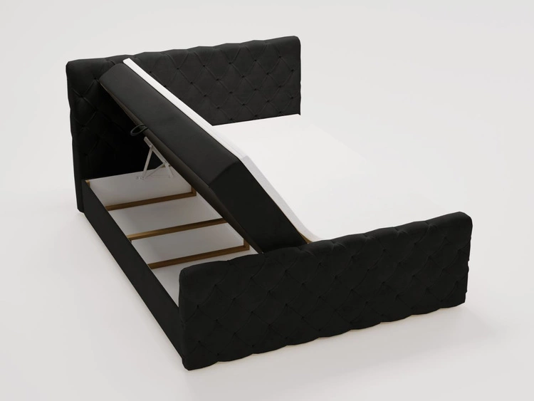 Łóżko kontynentalne z pojemnikiem na pościel 180x200 Lunaris Czarne