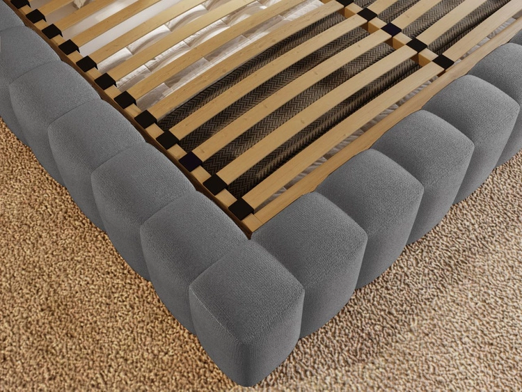 Łóżko tapicerowane z pojemnikiem i stelażem 180x200 cm Rotto Szare