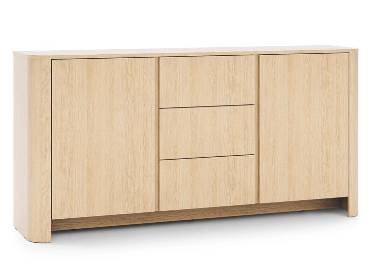 Komoda dwudrzwiowa z szufladami ze złotą listwą dekoracyjną Brillo Dąb Vicenza