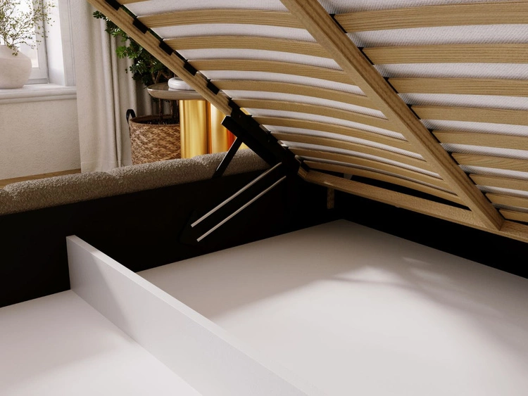 Łóżko tapicerowane z pojemnikiem i stelażem 160x200 Alicante Brązowe