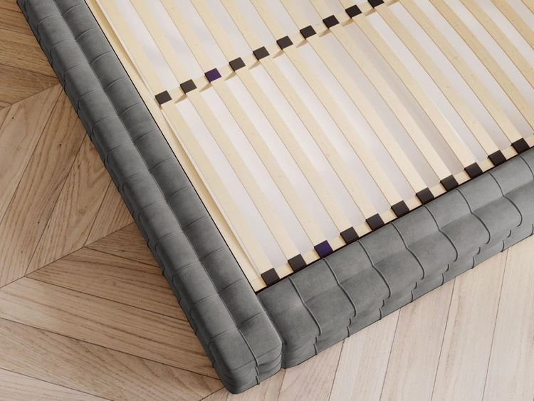 Łóżko tapicerowane z pojemnikiem i stelażem 140x200 Barbados Szare