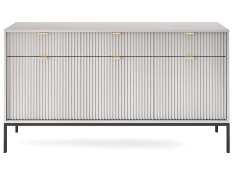 Komoda z drzwiami i szufladami Amber szara na czarnych nogach