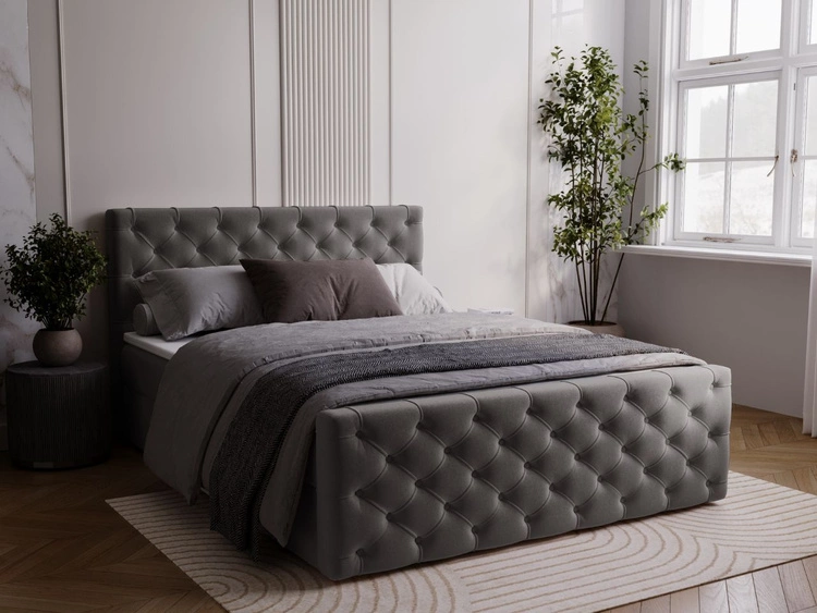 Łóżko kontynentalne z pojemnikiem na pościel 120x200 Montego Antracytowe