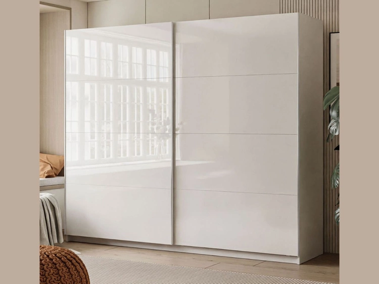 Szafa dwudrzwiowa z drzwiami przesuwnymi 244 cm Nuveo Biały połysk
