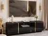 Szafka RTV w stylu glamour dwudrzwiowa z szufladą Lunelie czarny połysk