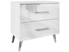 Stolik nocny z szufladami na srebrnych nogach Nuveo Biały połysk