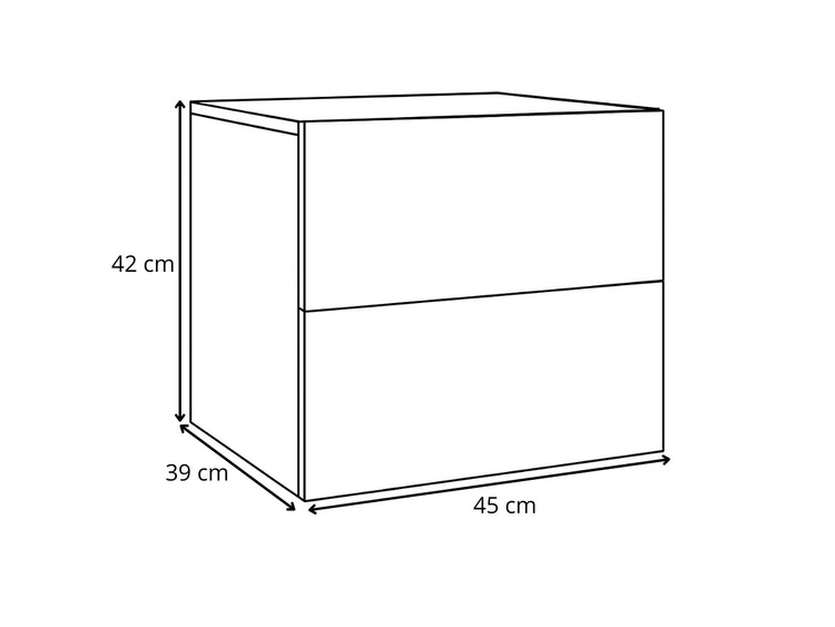 Podwieszany stolik nocny z dwoma szufladami Nuveo Lux Biały połysk