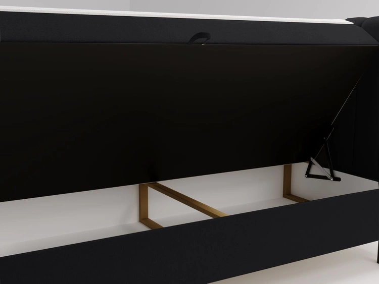 Łóżko kontynentalne z pojemnikiem na pościel 140x200 Primavera Czarne