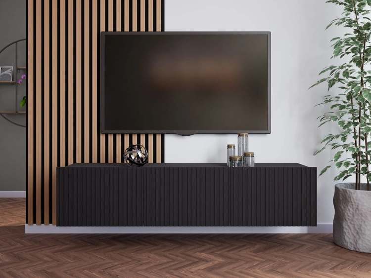 Szafka pod telewizor z drzwiczkami Kioto Czarna