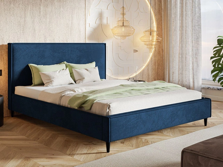 Łóżko tapicerowane ze stelażem 140x200 Grenada Niebieskie