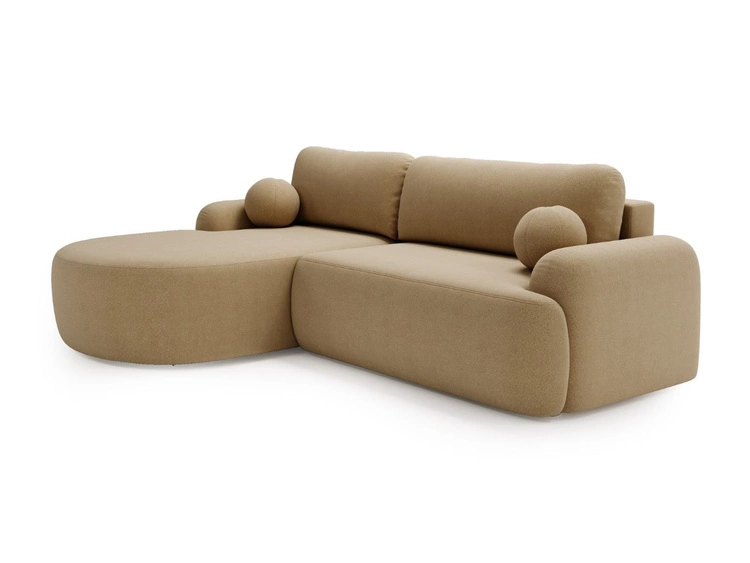 Narożnik L Lewy z funkcją spania i pojemnikiem Aurio Jasny brązowy