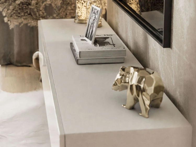 Wisząca meblościanka z oświetleniem LED do salonu Sorelle Biały połysk