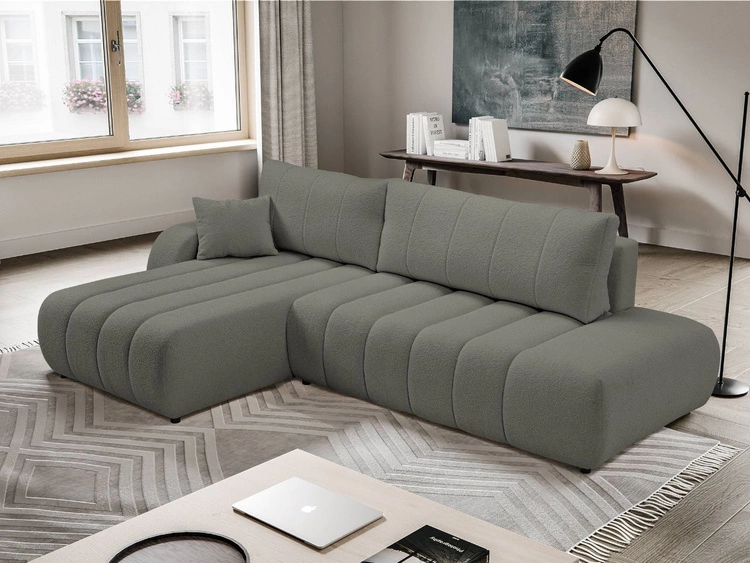 Narożnik z pojemnikiem i funkcją spania Lewy Adoro Szary