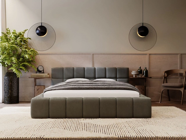 Łóżko tapicerowane z pojemnikiem i stelażem 120x200 Alicante Ciemny szary