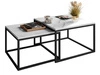 Stolik kawowy na czarnym metalowym stelażu z imitacją białego marmuru Asumi 40x46