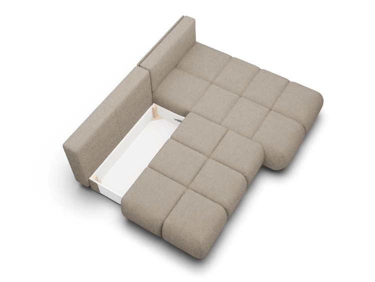 Narożnik z funkcją spania i pojemnikiem Prawy Milet Jasnoszary