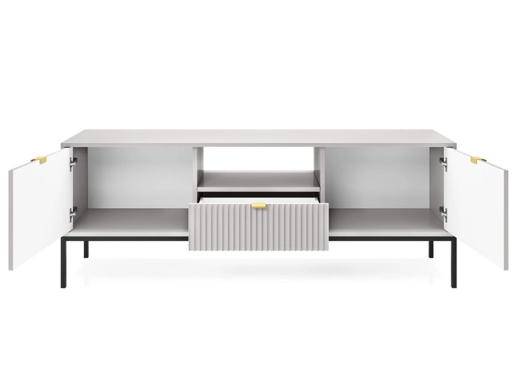 Zestaw mebli do salonu Amber szary na czarnych nogach