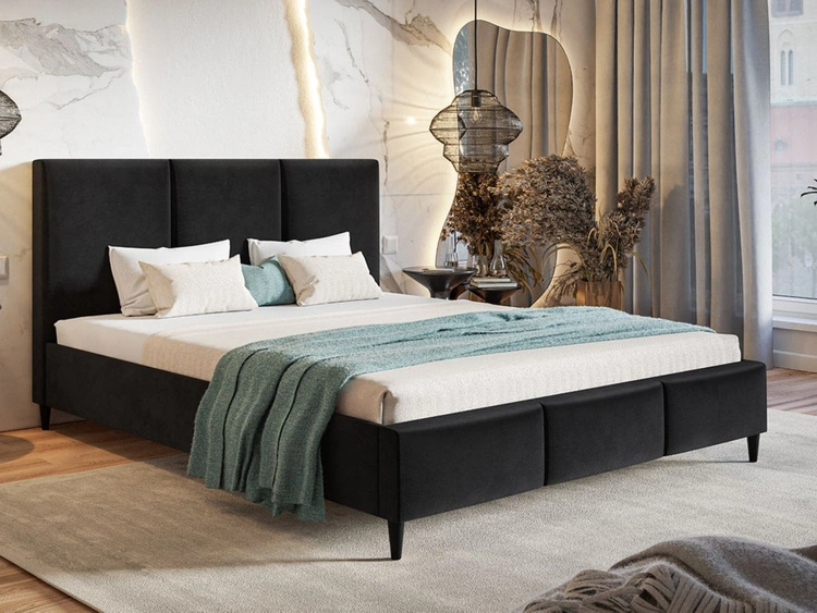 Łóżko tapicerowane ze stelażem 120x200 Trio Czarne