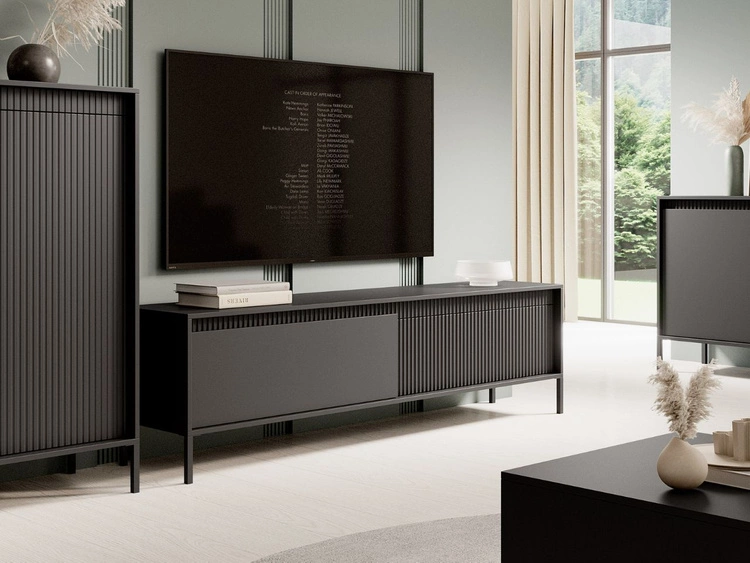 Szafka pod telewizor z drzwiczkami 187 cm Sorano Czarna