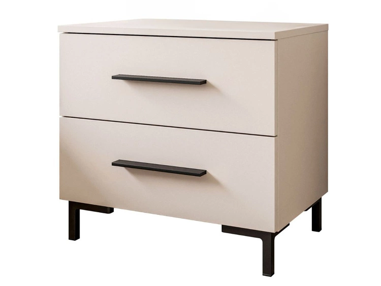 Stolik nocny z dwoma szufladami na czarnych nóżkach Nuveo Kaszmir