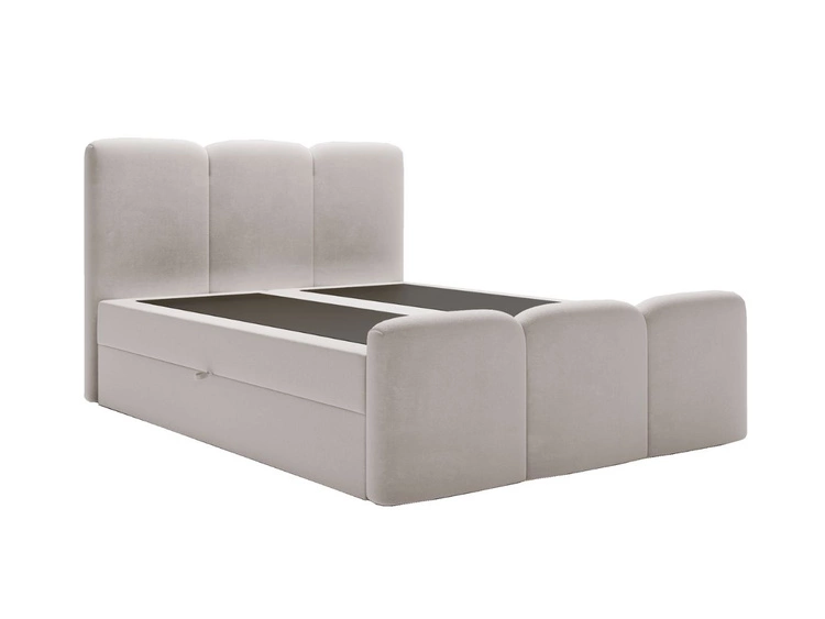 Łóżko kontynentalne z pojemnikiem na pościel 160x200 Campi Szare