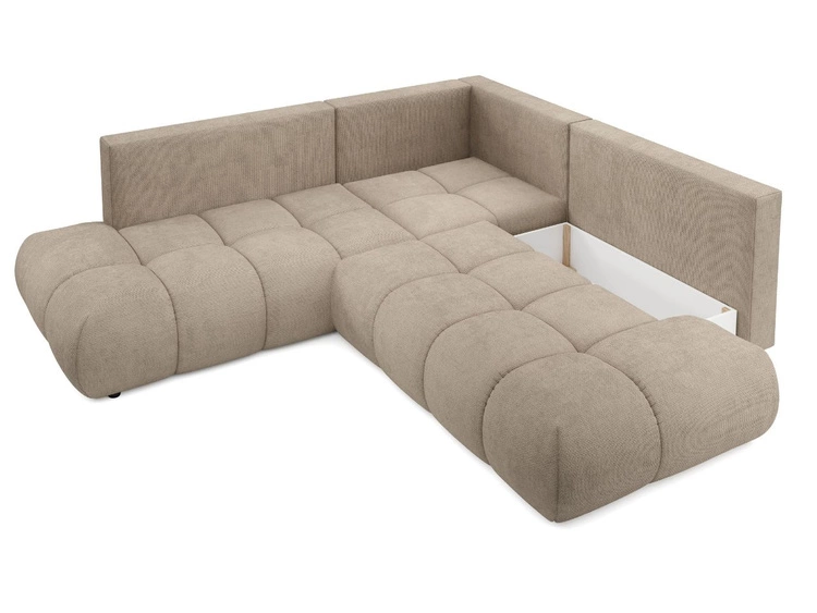 Narożnik z funkcją spania i pojemnikiem Lewy Kair Jasnobrązowy