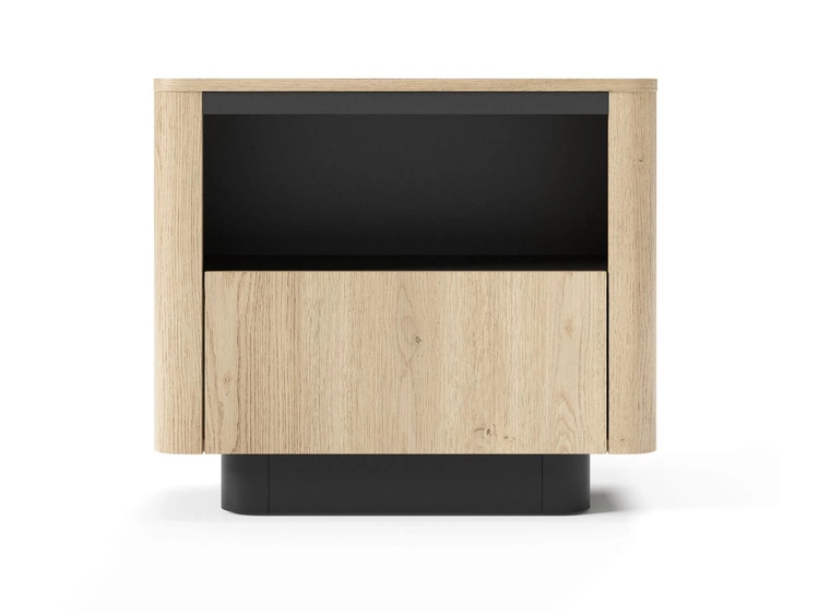 Stolik nocny z szufladą Fascino Dąb Cremona, czarny