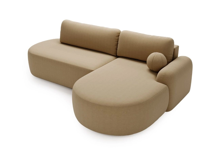 Narożnik L Prawy z funkcją spania i pojemnikiem Aurio O Jasnobrązowe