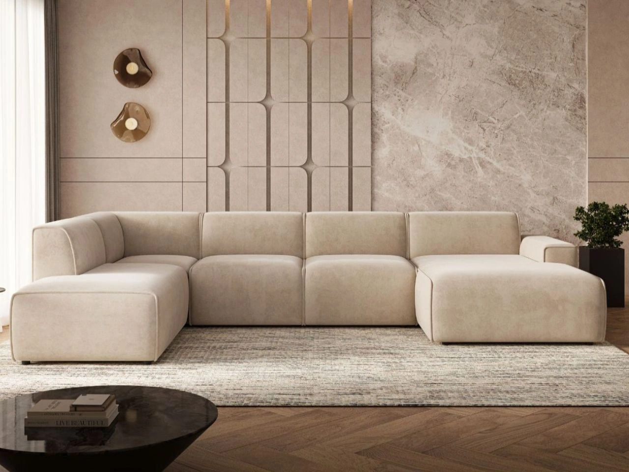 Narożnik U Lewy Belluno Beżowy