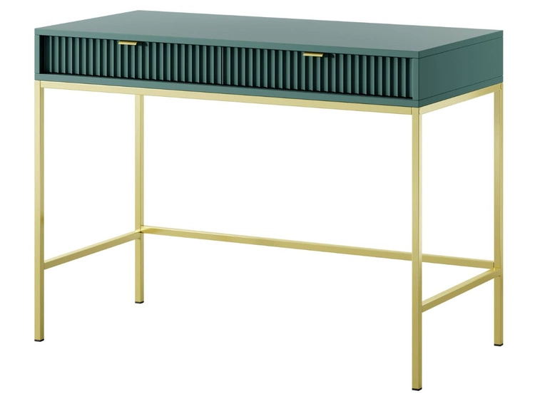 Toaletka ze złotymi metalowymi nogami Amber zielona