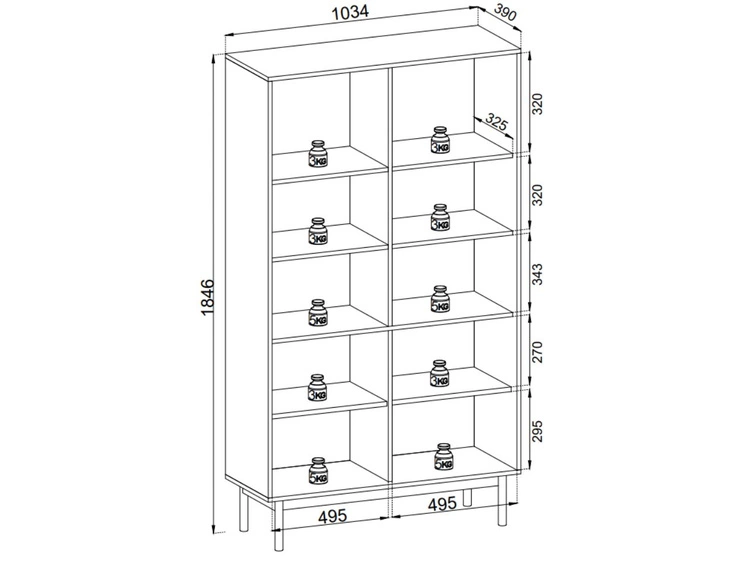 Regał z drzwiczkami Julio Dąb Linea