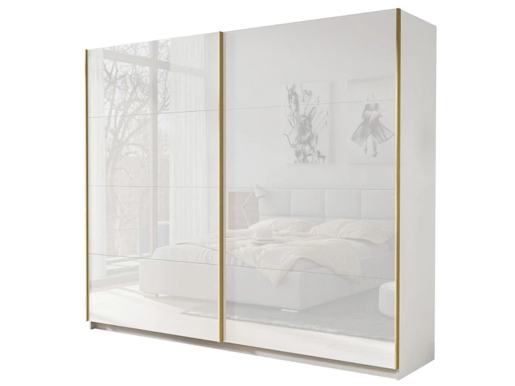 Szafa dwudrzwiowa z drzwiami przesuwnymi 244 cm Noaé Biały połysk