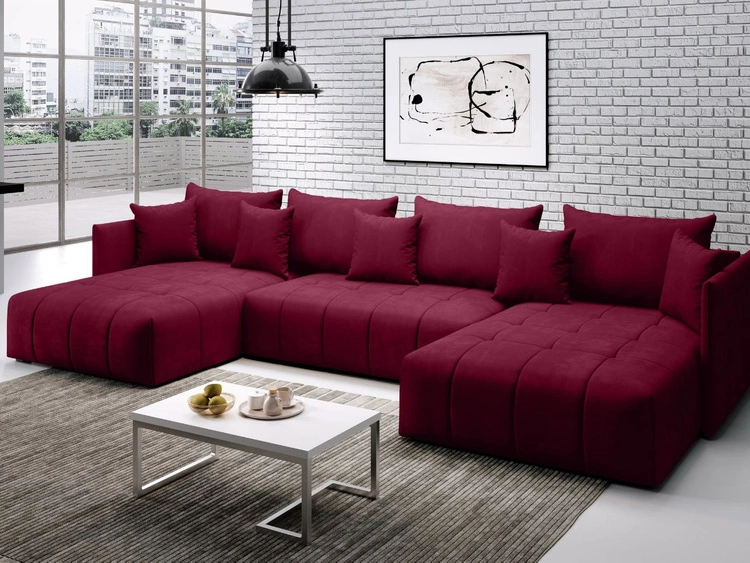 Narożnik U z funkcją spania i pojemnikiem Ardi U Czerwony