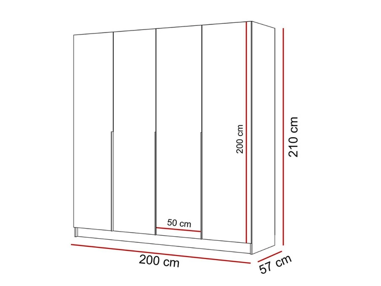 Szafa czterodrzwiowa z drzwiami uchylnymi i złotymi uchwytami Ameli Kaszmirowa