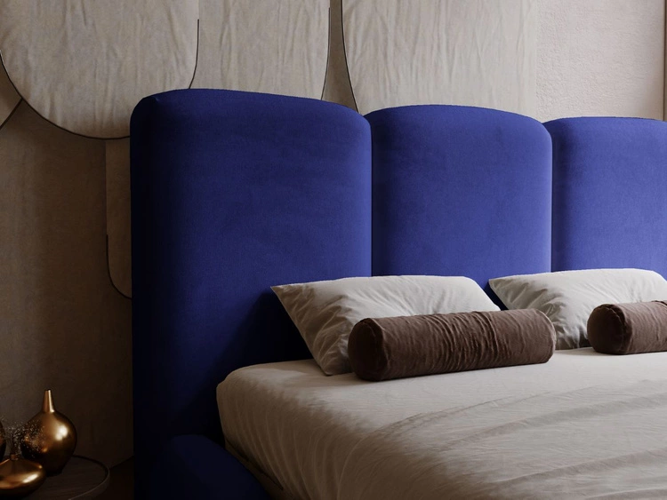 Łóżko tapicerowane z pojemnikiem i stelażem 160x200 cm Bubble Niebieskie