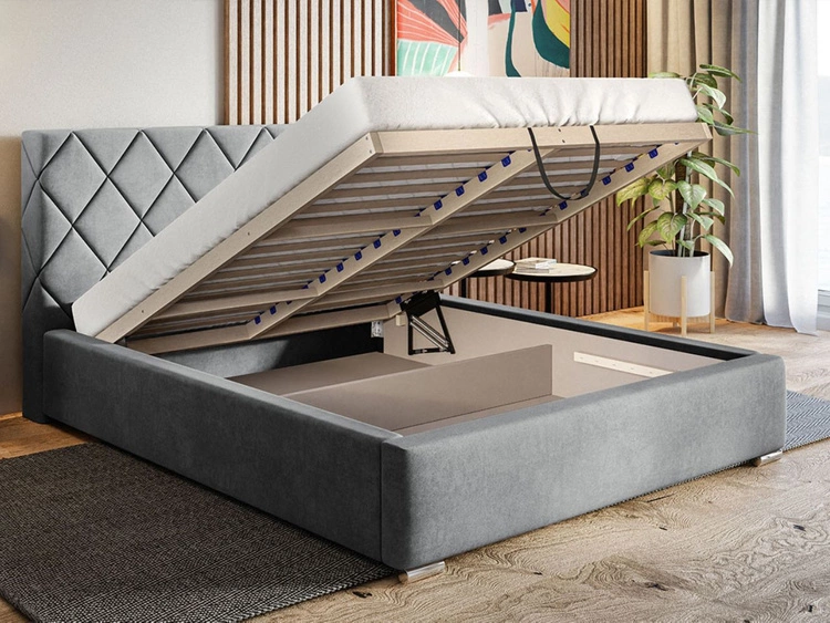 Łóżko tapicerowane z pojemnikiem i stelażem 180x200 Taranto Różowe