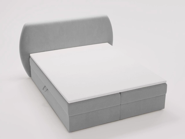 Łóżko kontynentalne z pojemnikiem na pościel 140x200 Bogota Jasnoszare