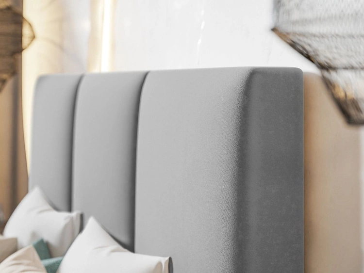 Łóżko tapicerowane ze stelażem 140x200 Trio Szary