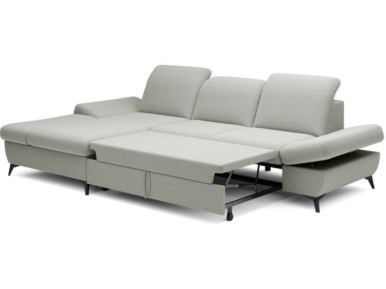 Narożnik L Lewy z funkcją spania i pojemnikiem Hannover Jasnoszary