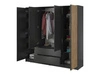 Szafa czterodrzwiowa z drzwiami uchylnymi 206 cm Macron Grafitowa z lamelami